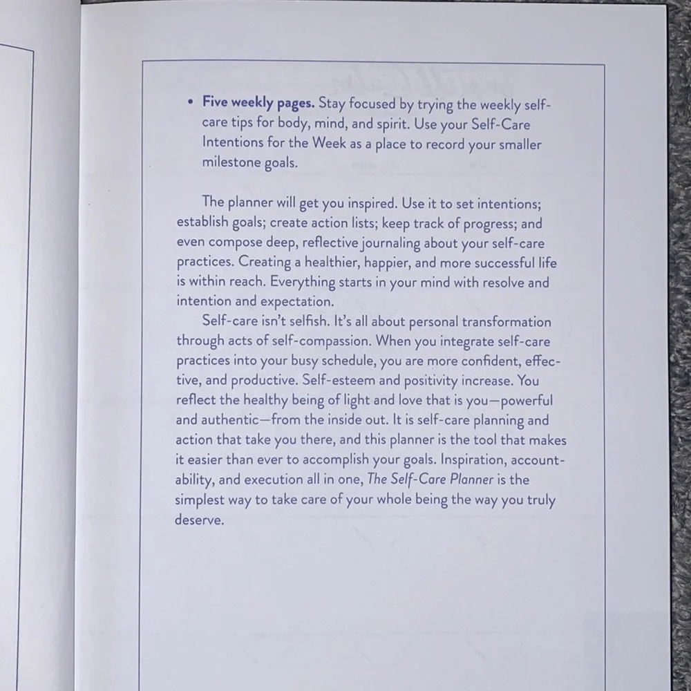 The Self - Care Planner A Weekly Guide To Prioritize You by Meera Lester